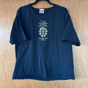 Black Short Sleeve Tee Dole Hawaii Pineapple